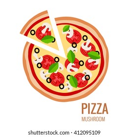 Pizza piece icon background.