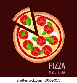 Pizza piece icon vector background.   Flat illustration of pizza slice for pizza menu. 