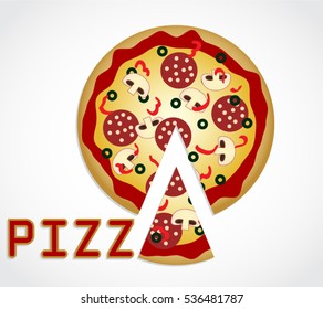 pizza piece with stylized text