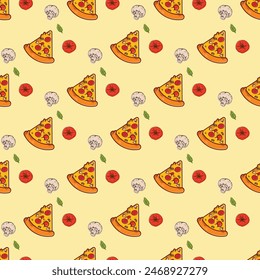 Pizza Pieces Seamless Vector Pattern Design