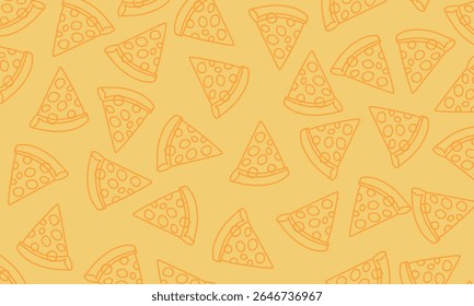 Pizza pieces vector seamless pattern. Flat style. Pizza slice background.  Vector illustration.