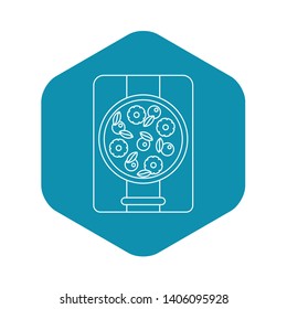 Pizza with pineapple and basil icon. Outline illustration of pizza with pineapple and basil vector icon for web