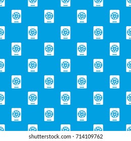 Pizza with pineapple and basil on board pattern repeat seamless in blue color for any design. Vector geometric illustration