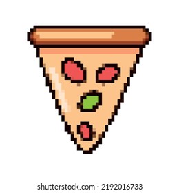 pizza pixel art icon isolated