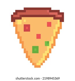 pizza pixel art icon isolated