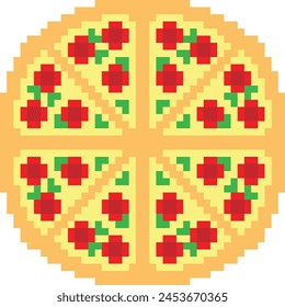 Pizza pixel art vector image for background or project