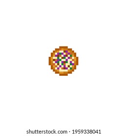 Pizza pixel art. Vector picture.