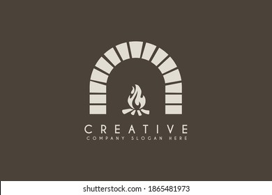 Pizza Pizzeria baked in traditional wood oven logo design vector illustration. Pizza Pizzeria baked in traditional wood oven logo design template element