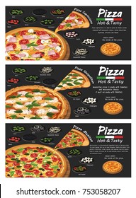 Pizza Pizzeria Flyer Vector Background Three Stock Vektorgrafik Lizenzfrei