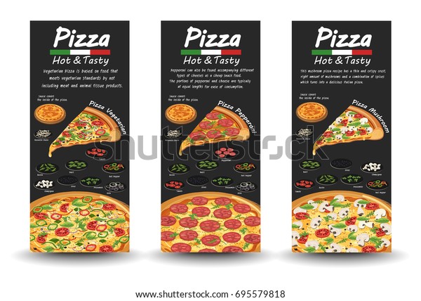 Pizza Pizzeria Flyer Vector Background Two Stock Vector Royalty Free 695579818