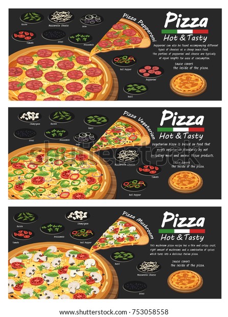 Pizza Pizzeria Flyer Vector Background Three Stock Vector Royalty Free