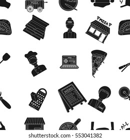 Pizza and pizzeria pattern icons in black style. Big collection of pizza and pizzeria vector symbol stock illustration