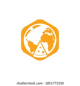 Pizza Planet vector logo design. Unique pizzeria logotype design template.