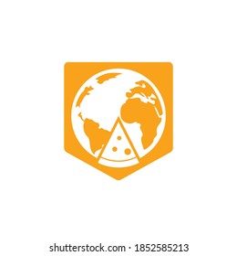 Pizza Planet vector logo design. Unique pizzeria logotype design template.