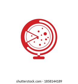 Pizza Planet vector logo design. Unique pizzeria logotype design template.	
