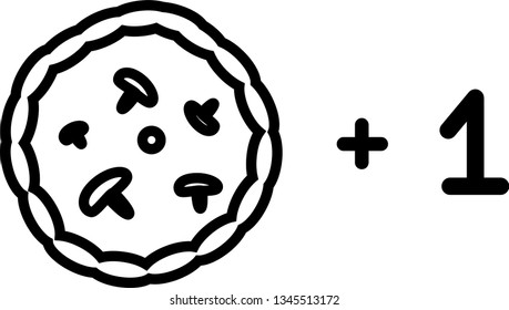 Pizza plus one icon with t..., cheese and mushrooms