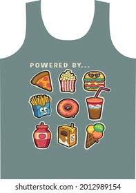 pizza popcorn text with vector illustrations. For t-shirt prints and other uses.