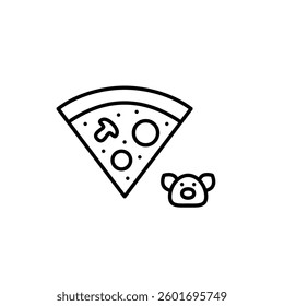 Pizza with pork. Meat restaurant menu. Pixel perfect, editable stroke vector icon