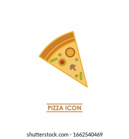 Pizza portion icon. Fast food icon. Line and stroke color design.