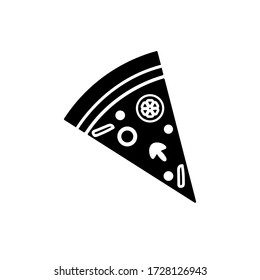 Icono de porción de pizza. Icono de comida rápida. Diseño negro plano.