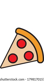 Pizza portion icon. Fast food icon. Pizza slice vector. Line and stroke color design. Italian restaurant and menu concept.