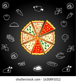 pizza poster and design vector illustration materials