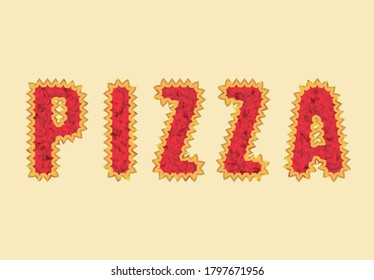 Pizza poster with pizza texture lettering.