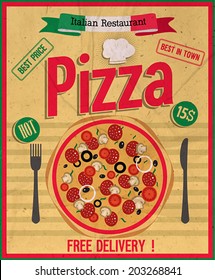 Pizza poster.Vector illustration