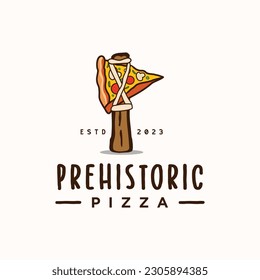 Combinaciones de pizza logotipo prehistórico de ax vector diseño plano