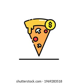 pizza price Illustration. modern simple vector icon, flat graphic symbol in trendy flat design style. wallpaper. lockscreen. pattern. frame, background, backdrop, sign, logo.