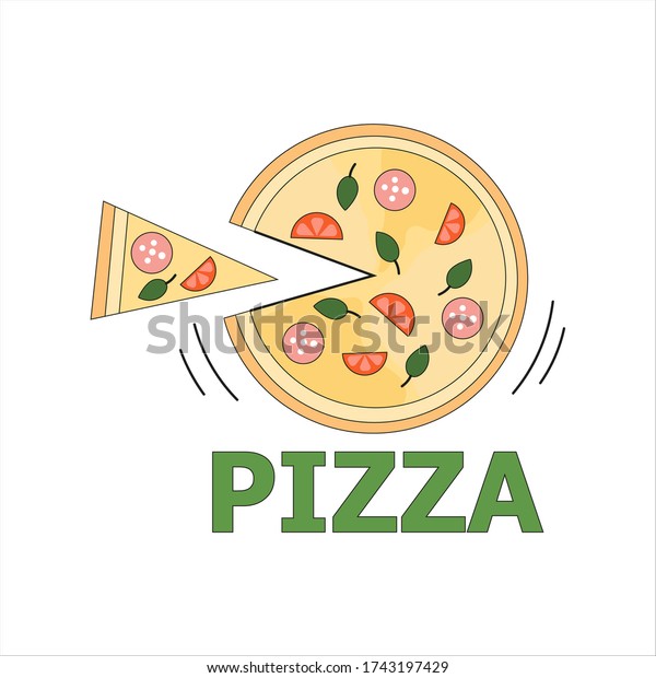 Pizza quickly delivering logo. Pizza in the form of\
a spinning wheel