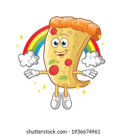 pizza with a rainbow mascot. cartoon vector