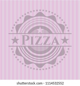Pizza realistic pink emblem