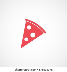 Pizza Red Flat Icon On White Background