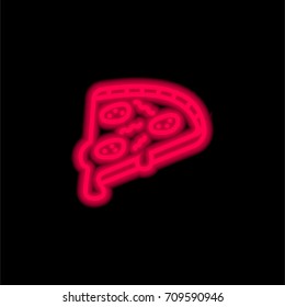 Pizza red glowing neon ui ux icon. Glowing sign logo vector