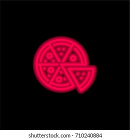 Pizza red glowing neon ui ux icon. Glowing sign logo vector