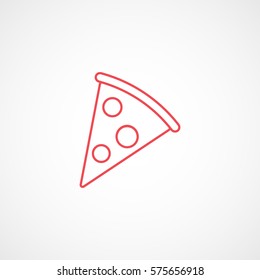 Pizza Red Line Icon On White Background