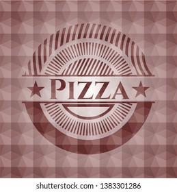 Pizza red seamless badge with geometric background.