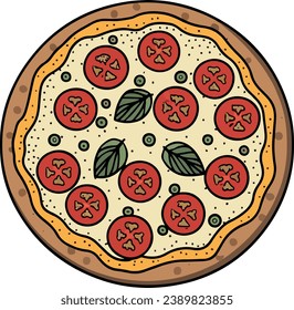 Pizza and pizza related elements illustration. Vector, isolated, layered.