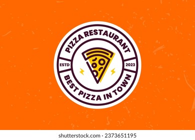 Pizza Restaurant Badge Logo Design Template in Vintage or Retro Style