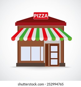 Pizza Restaurant Building On The Gray Background.Eps 10 Vector File.
