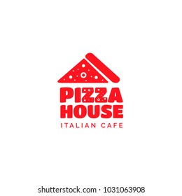 Pizza restaurant funny bold logo design. Italian cafe modern vector symbol