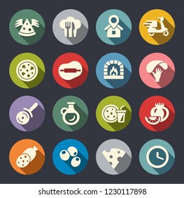Pizza restaurant icon set. Order online and delivery