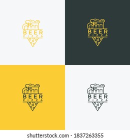 Pizza Restaurant Logo. Pizza and Beverage Vector Illustration.