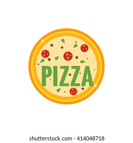 Logo Del Restaurante Pizza Estilo De Caricatura Primitivo Aislado Plano Ilustración De Fondo Blanco
