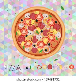 Pizza restaurant menu. Ingredients for cafe . Vector illustration