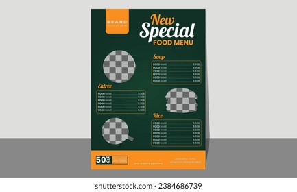 Pizza Restaurant Menü-Layout-Broschüre oder Lebensmittel Flyer Vorlage Vektorgrafik. 