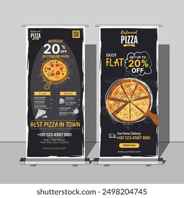 Pizza restaurant menu template dark classic standee