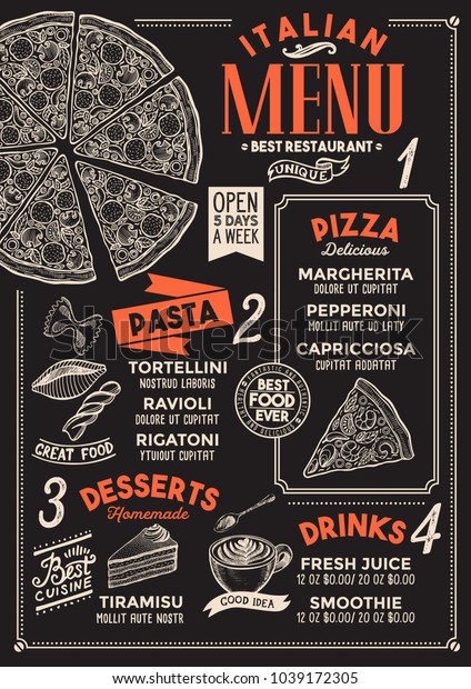 Pizza Restaurant Menu Vector Food Flyer Stock Vector (Royalty Free ...