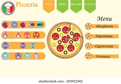 Pizza restaurant site interface. Phone edition